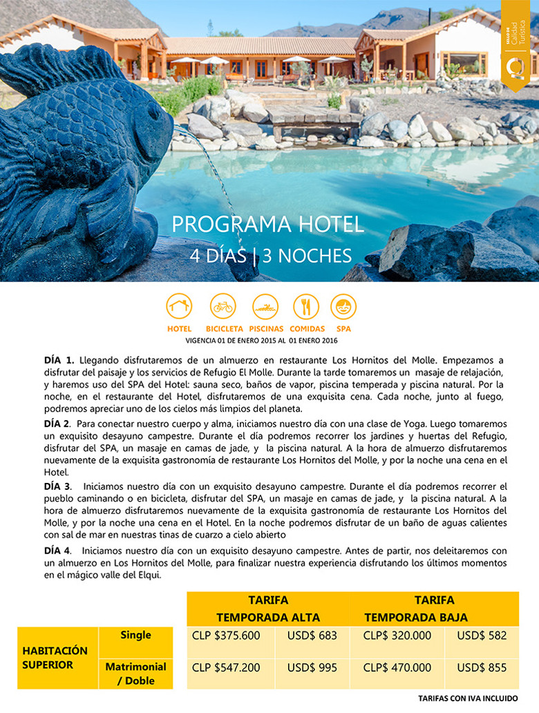 Hotel Refugio El Molle - Programa 3 noches y 4 días